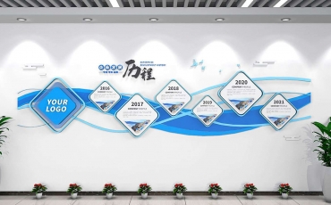 藍(lán)色調(diào)簡(jiǎn)約風(fēng)公司企業(yè)歷程文化墻
